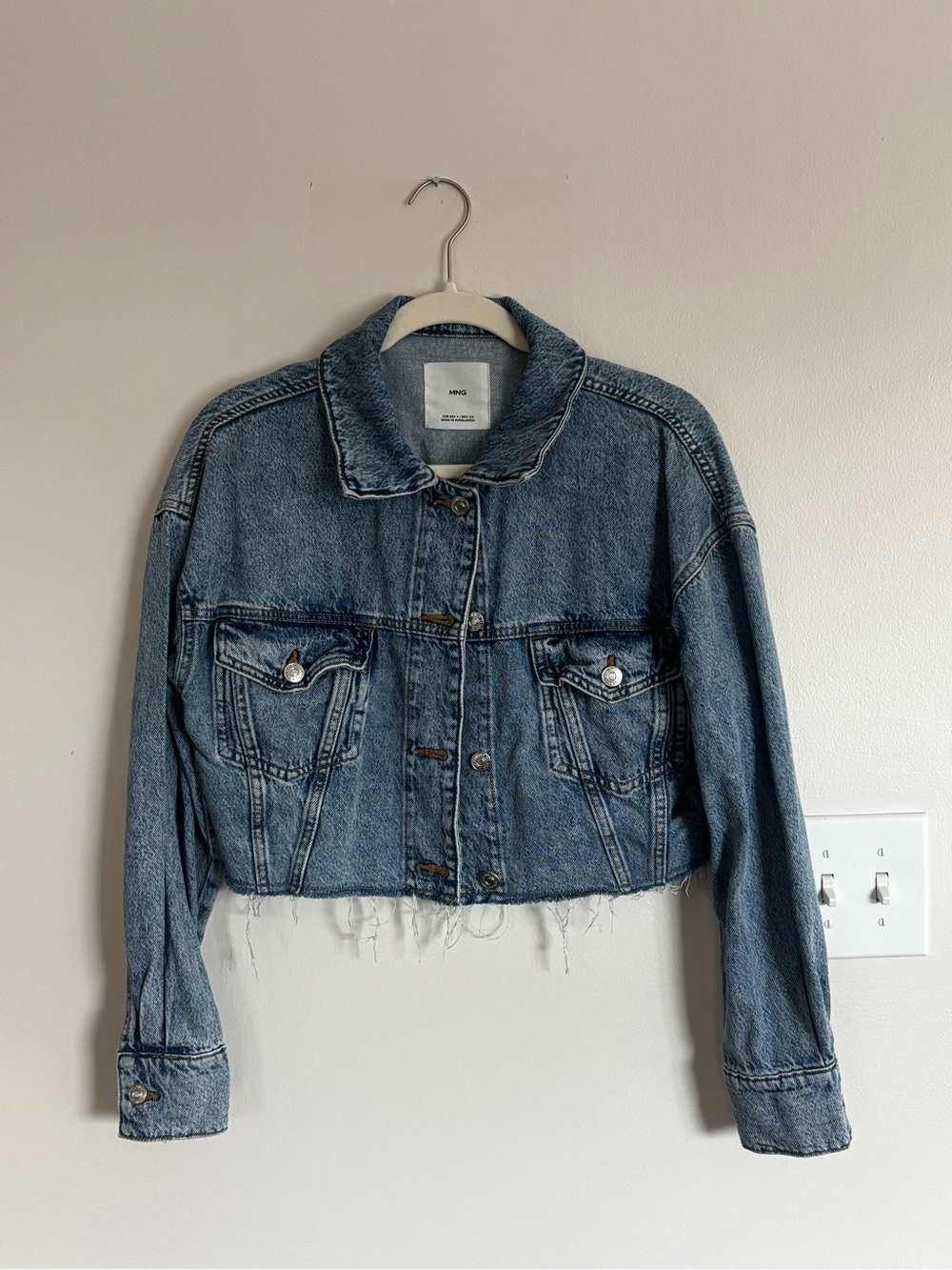 MANGO Cropped Blue Denim Jacket - Women